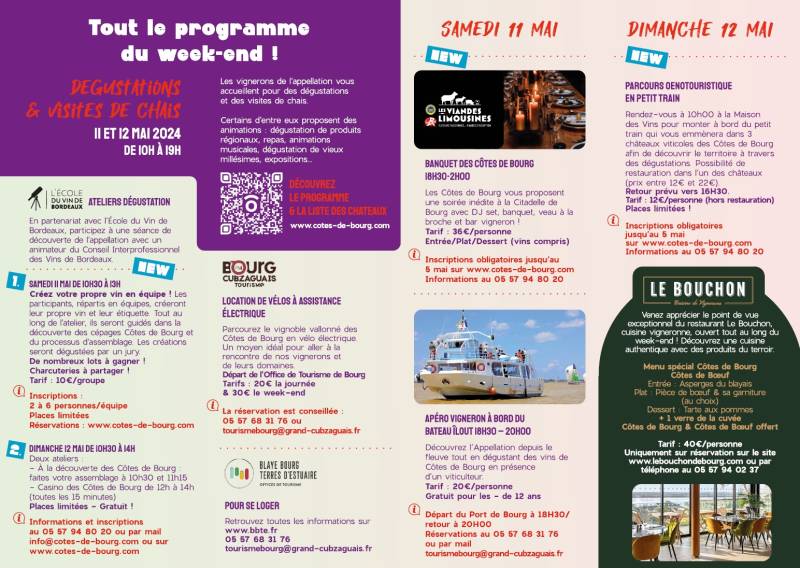 PORTES OUVERTES dans les Côtes de Bourg : 11 et 12 mai 2024 Programme